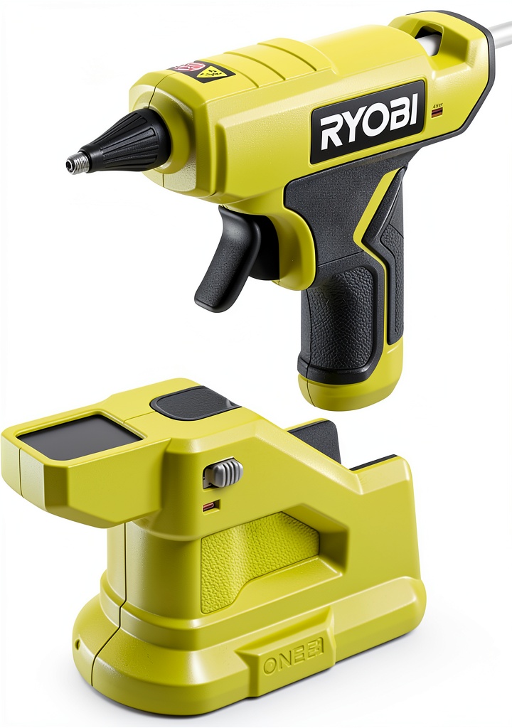 Installing Techtronics Cordless Glue Gun Battery Powered on a wooden workbench