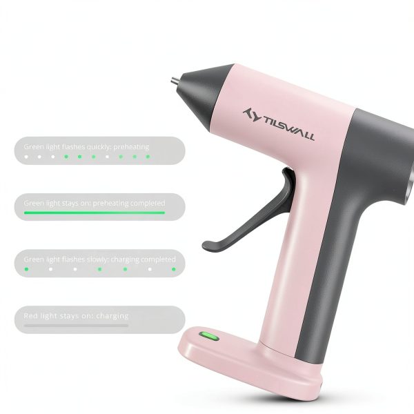 TILSWALL Cordless Mini Hot Glue Gun Pink-4