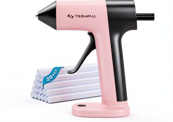 TILSWALL Cordless Mini Hot Glue Gun Pink-0