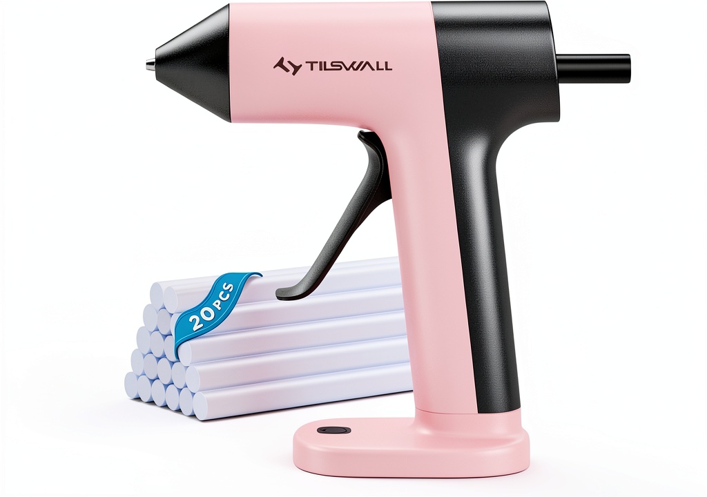 TILSWALL Cordless Mini Hot Glue Gun in use