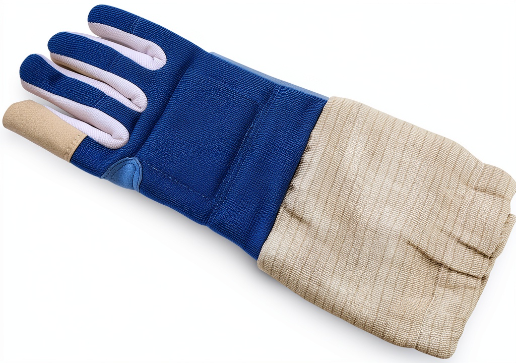 Sabre training glove being used in a fencing bout