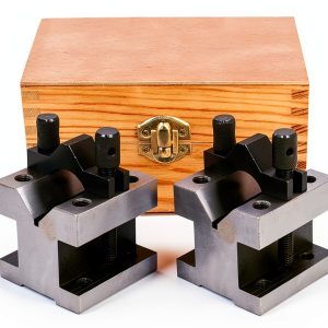 2-3/8In x 2-3/8In x 2In Multi-Use V-Block and Clamp Machinist Set with Box, Hardened Steel-0