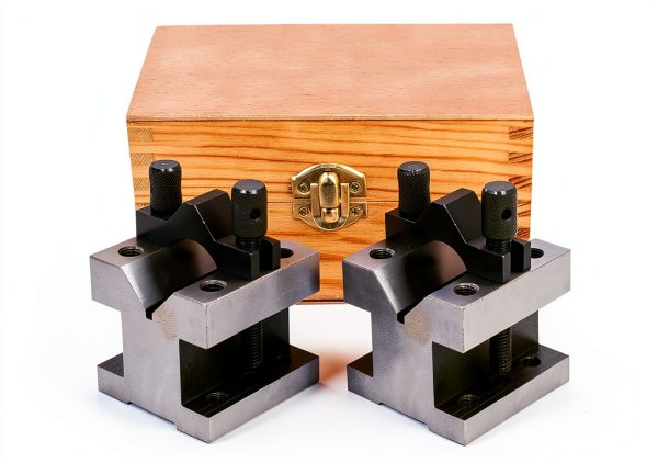 2-3/8In x 2-3/8In x 2In Multi-Use V-Block and Clamp Machinist Set with Box, Hardened Steel-0